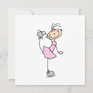 Carte Stick rose Girl Figure Patinage