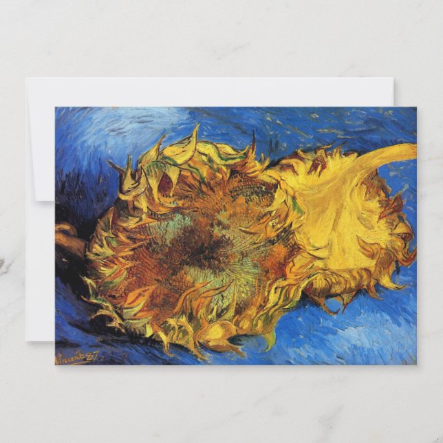 Carte Still Life Two Cut Sunflowers par Vincent van Gogh (Devant)