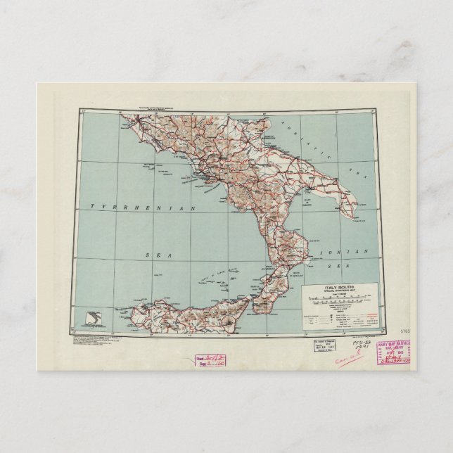 Carte stratégique du sud de l'Italie de la Seconde (Devant)