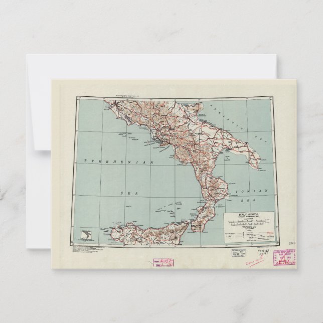 Carte stratégique du sud de l'Italie de la Seconde (Devant)