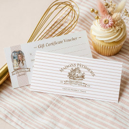 Carte Stripe Floral Cupcake Bakery Shop Gift Certificate