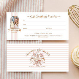 Carte Stripe Floral Cupcake Bakery Shop Gift Certificate