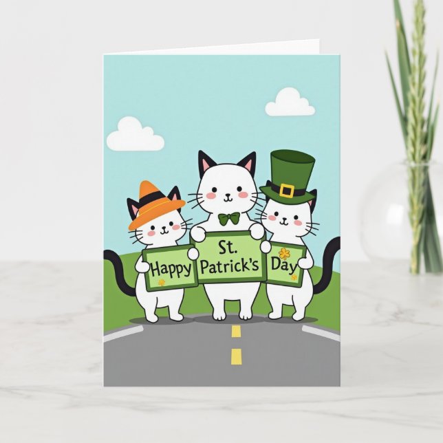 Carte Striped Cats Holiday Card (Devant)