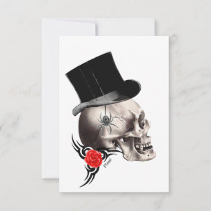 Carte Style crâne gothique et tatouage rose