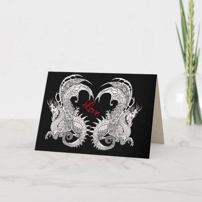 Carte style~greeting de Nouveau d'art de dragons (Devant)