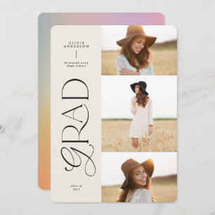 Carte Style moderne aura rose coloré typographie multi p