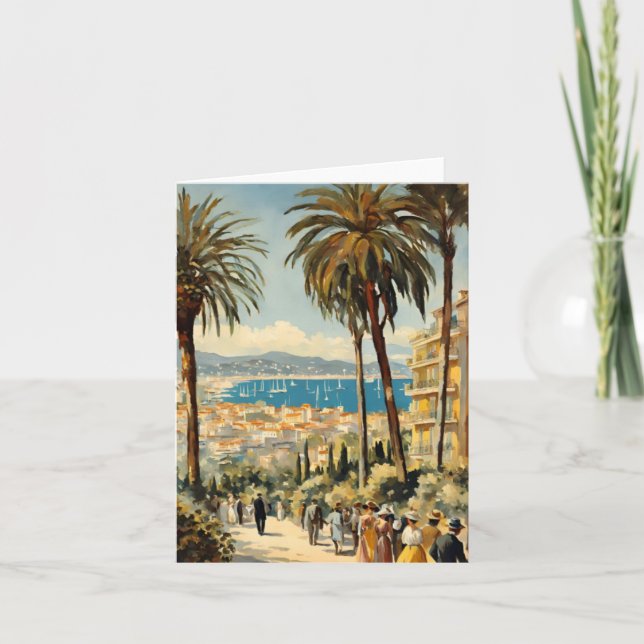 Carte Style vintage Cannes Français Aquarelle (Devant)