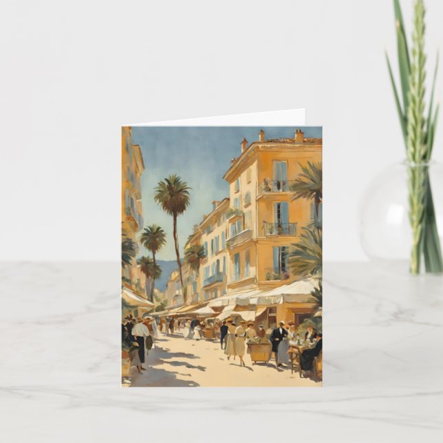 Carte Style vintage Cannes Français Aquarelle (Devant)