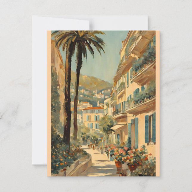 Carte Style vintage Cannes Français Aquarelle (Devant)
