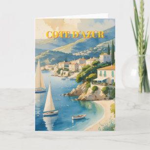 Carte Style vintage Côte d'Azur Voyage en France
