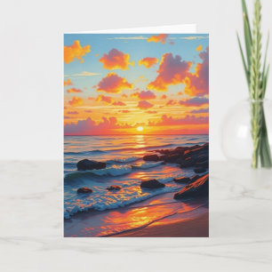 Carte Style vintage Hawaii Travel Coast Sea Sunset