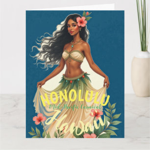 Carte Style vintage Hawaiian Travel Honolulu Mid-Pacific