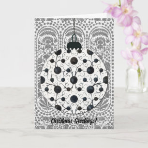 Carte Style vintage noir gris ornement art Noël