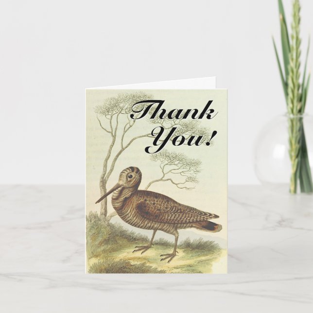 Carte Style vintage, Oiseau, "Merci !" (Devant)