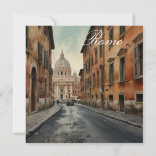 Carte Style Vintage Rome Voyage Aquarelle Italienne