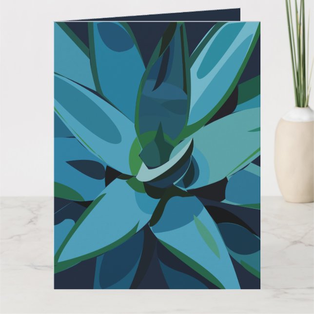 Carte Succulentes Agave Bleu Cactus Succulentes (Devant)