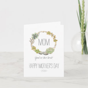 Carte Succulents, brindilles et pierres   Fête des mères