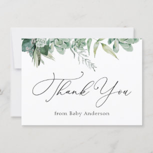 Carte Succulents et Merci de Baby shower Eucalyptus