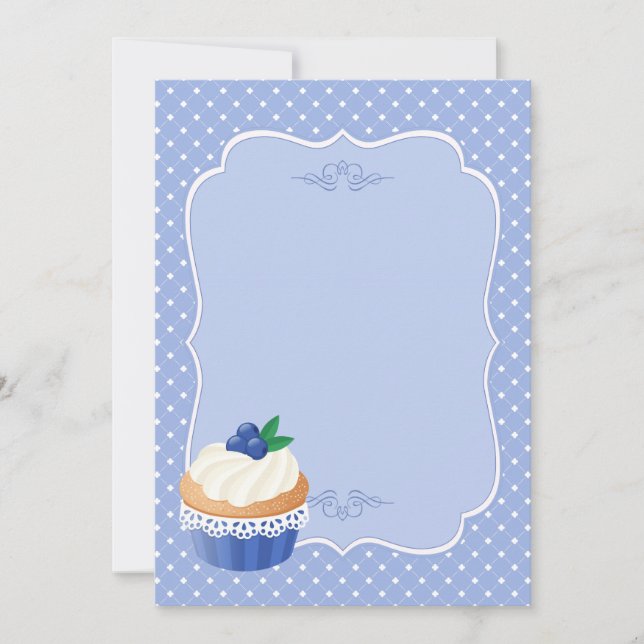 Carte Sucré délicieux Blueberry Cupcake Blue Blank (Devant)