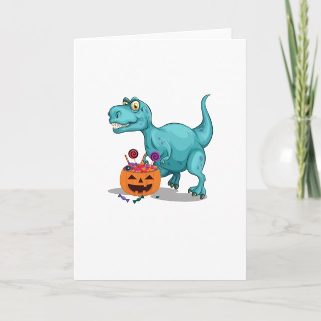 Carte Sucrerie drôle de Halloween de dinosaure de (Devant)