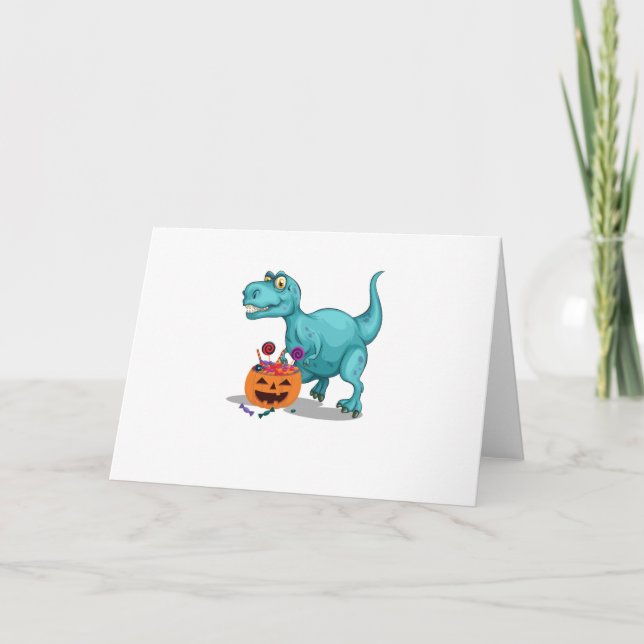 Carte Sucrerie drôle de Halloween de dinosaure de (Devant)