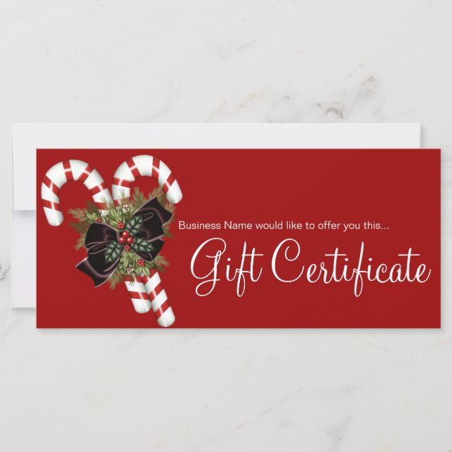 Carte Sucres de canne de certificat-cadeau & Bow rouge f (Devant)