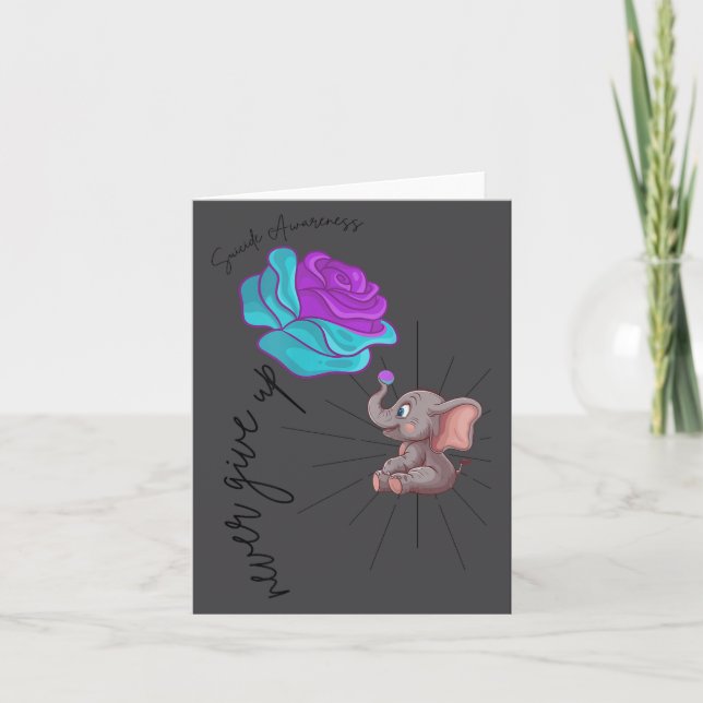 Carte Suicide Awareness Flower Elephant Ribbon Graphic  (Devant)