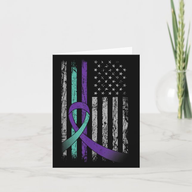 Carte Suicide Prevention Awareness America Flag Teal Pur (Devant)