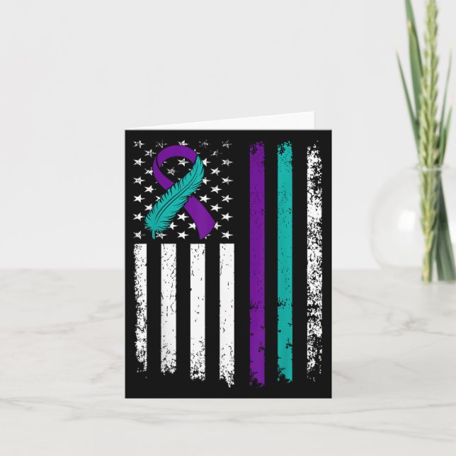 Carte Suicide Prevention Awareness American Flag Ribbon  (Devant)