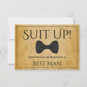 Carte Suit Be My Best Man Faux Parchment Card