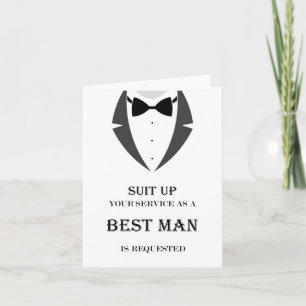 Carte Suit Be My Best Man Proposition Card
