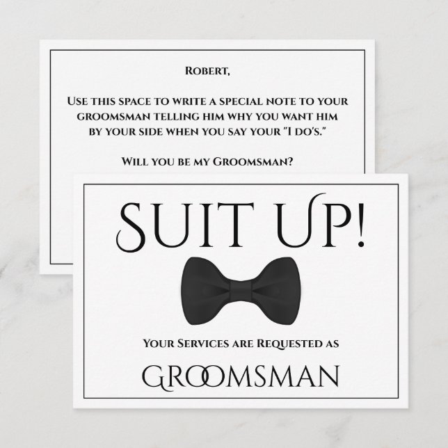 Carte Suit Be My Groomsman Card (Devant / Derrière)