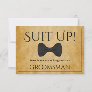 Carte Suit Be My Groomsman Faux Parchment Card