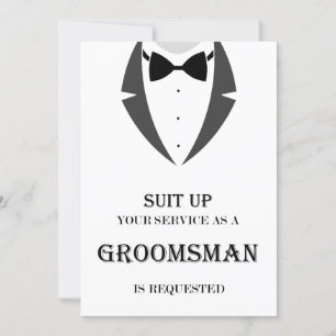 Carte Suit Be My Groomsman Proposition Card