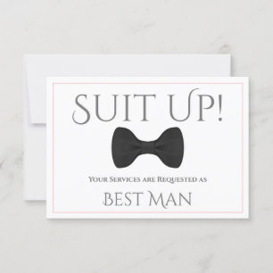 Carte Suit Up Be My Best Man Cravate noire avec rose