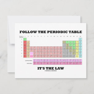 Carte Suivez le tableau périodique C'est la loi (chimie)