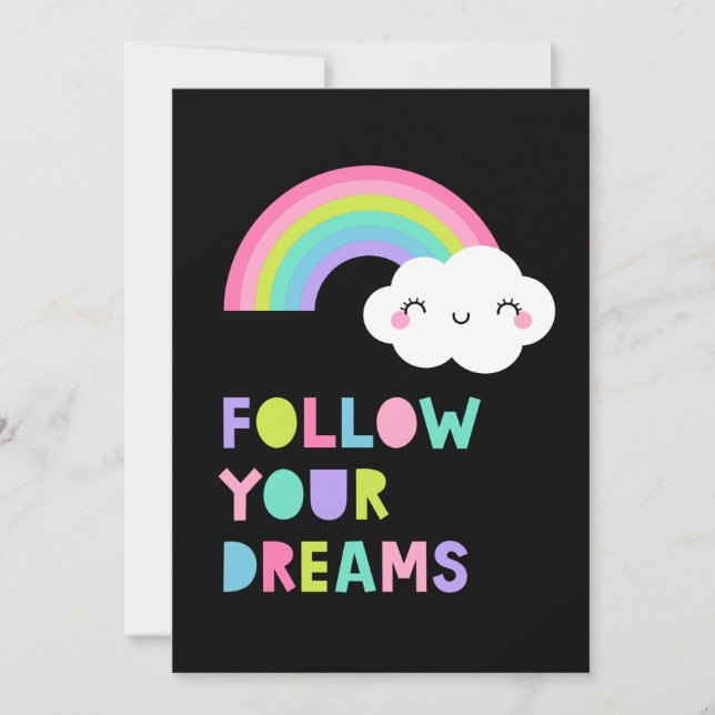 Carte Suivez vos rêves Cute Rainbow Cloud (Devant)