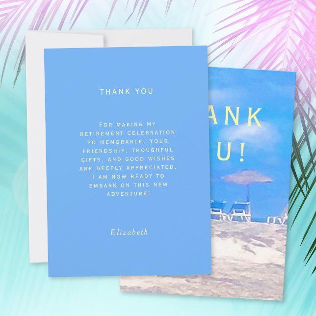 Carte Summer Beach Retirement Party Thank You Card (Créateur téléchargé)