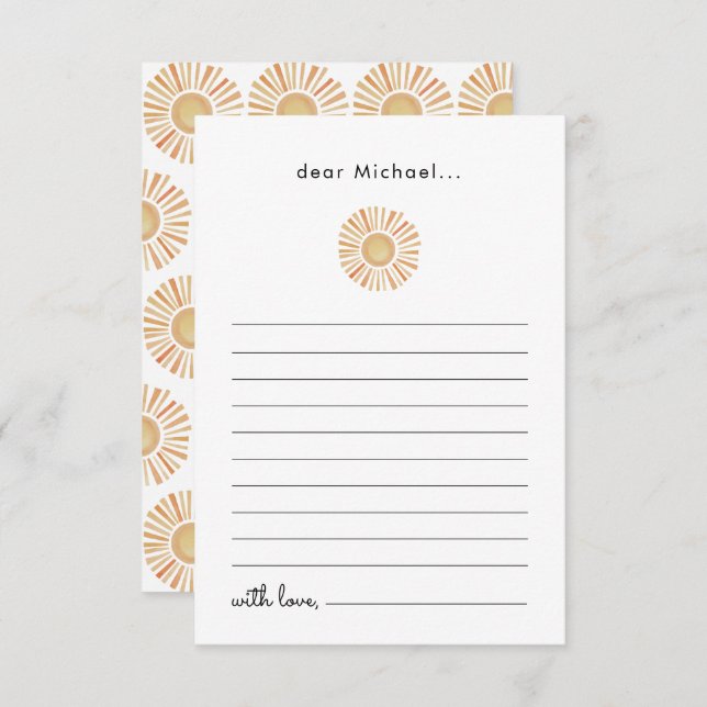 Carte Sun Sunshine 1er Anniversaire Heure Capsule (Devant / Derrière)