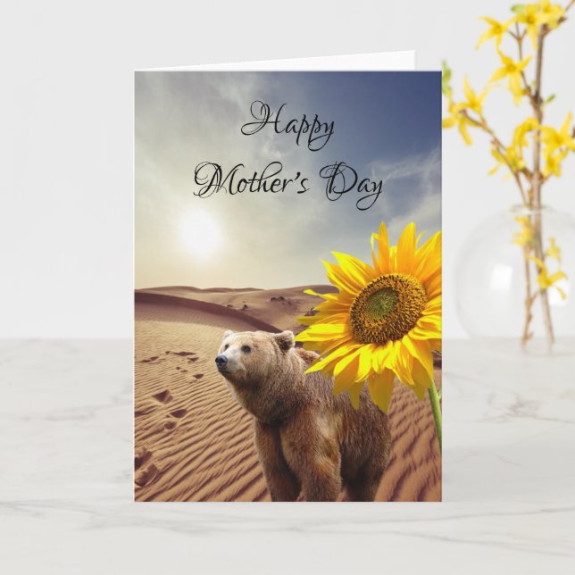 Carte Sunflower Bear Mother's Day (Fleur jaune)