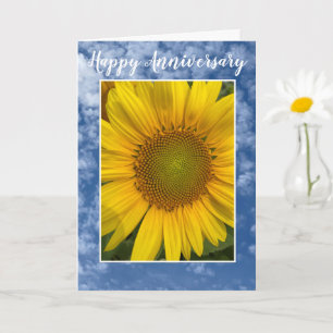 CARTE SUNFLOWER BLUE CLOUD SKY ANNIVERSARD GREETING CARD