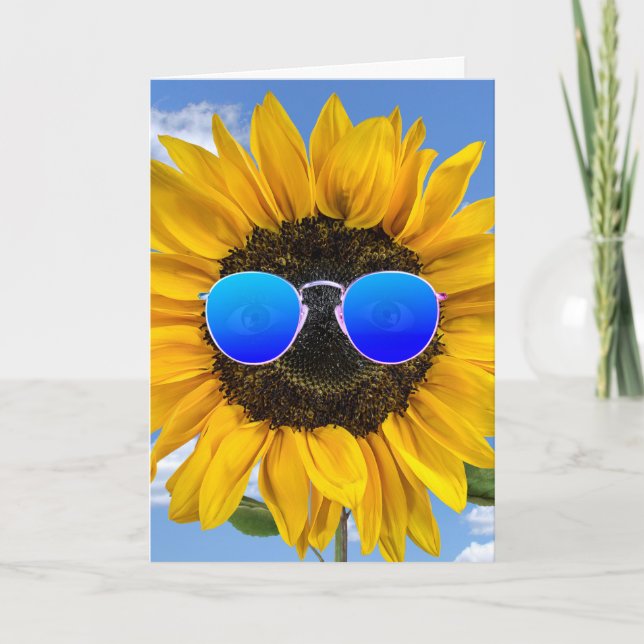Carte Sunflower d'anniversaire de l'ami portant des lune (Devant)