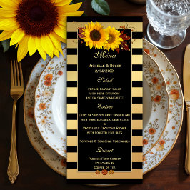 Carte Sunflower Gold Mariage ou Thanksgiving Menu