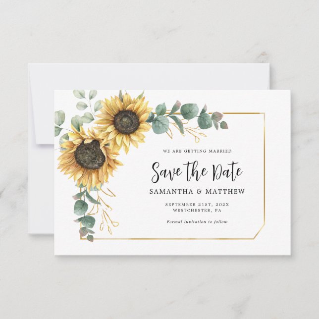Carte Sunflower QR Code Mariage Enregistrer la date (Devant)