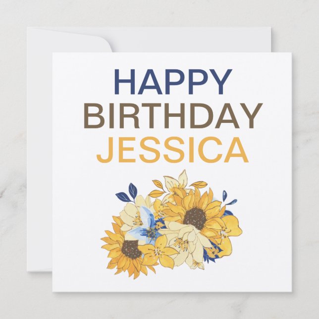 Carte Sunflowers Bouquet Feuille heureux Anniversaire No (Devant)