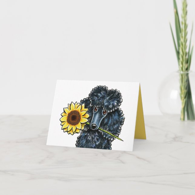 Carte Sunny Black Miniature Poodle Yellow Inside (Devant)