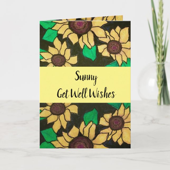 Carte Sunny Obtenir de bons souhaits Fleurs de soleil br (Devant)