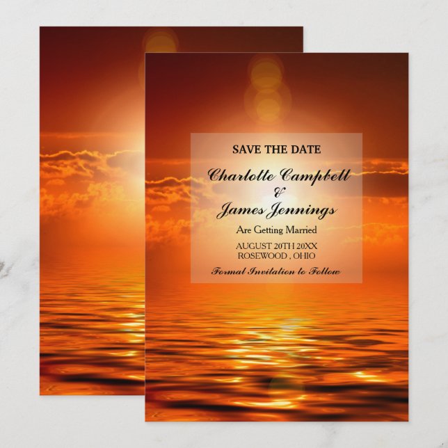 Carte Sunset Orange Golden Sky Sea Gold Enregistrer la d (Devant / Derrière)