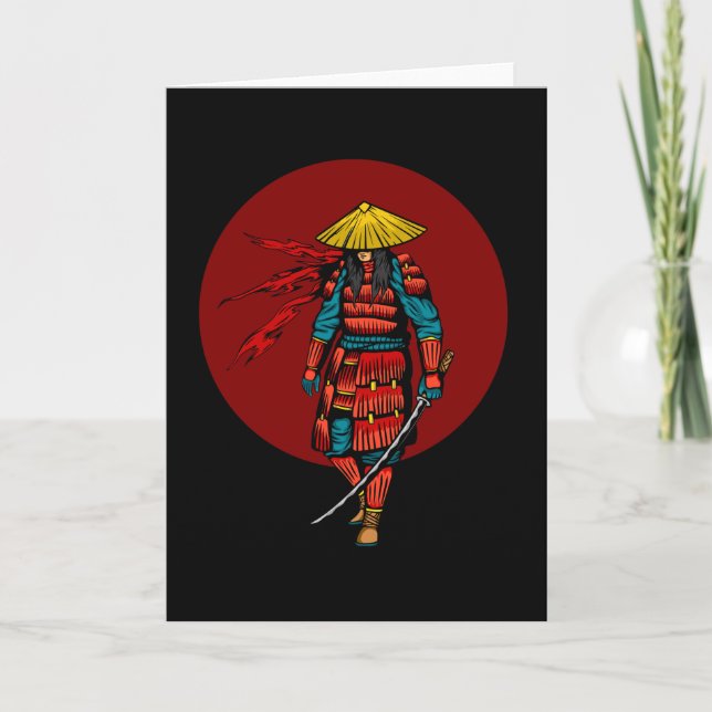 Carte Sunset Samurai Warrior with Katana (Devant)