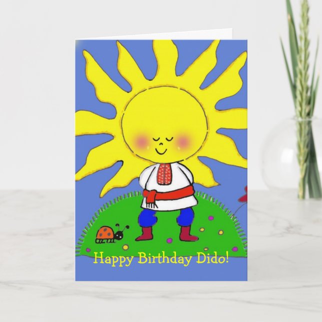 Carte Sunshine Boy Ukrainian Folk Art (Devant)